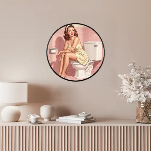 Roze - Retro - Vrouw Fotolijst rond zonder passe partout klein -sfeer3