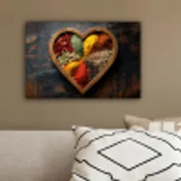Houten - Hart - Kleurrijke - Specerijen canvas 2cm klein -sfeer3