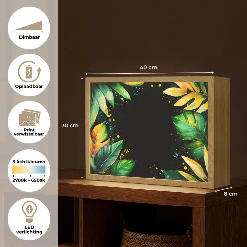 Bladeren - Groen - Geel - Verf - Jungle Light Box met batterij (Wandlamp) middel -USP_websiteoverzichtNL