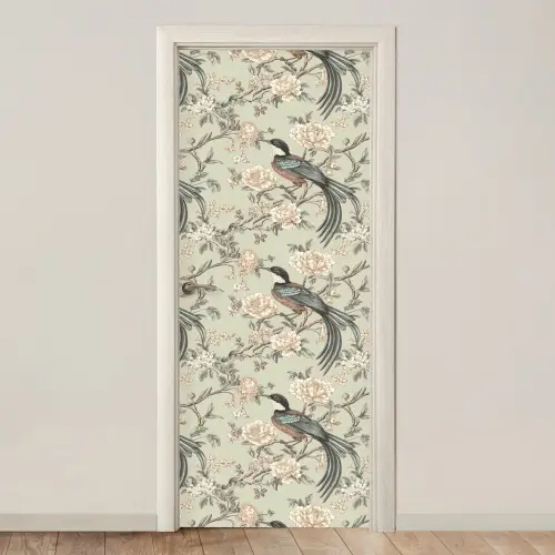 Bloem - Vogel - Kleurrijk deurposter klein 289 -3d_beige