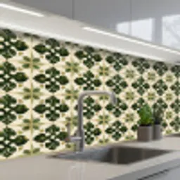Patroon - Tegel - Groen keuken achterwand 2 middel 871 -3d_schuin