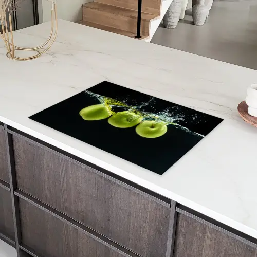 Appels - Fruit - Water - Zwart - Groen Inductie beschermer vinyl 3mm klein -sfeer8