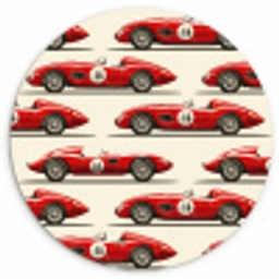 Raceauto - Retro - Rood Wandcirkel kunststof plaat 5mm dik klein 188 -3d