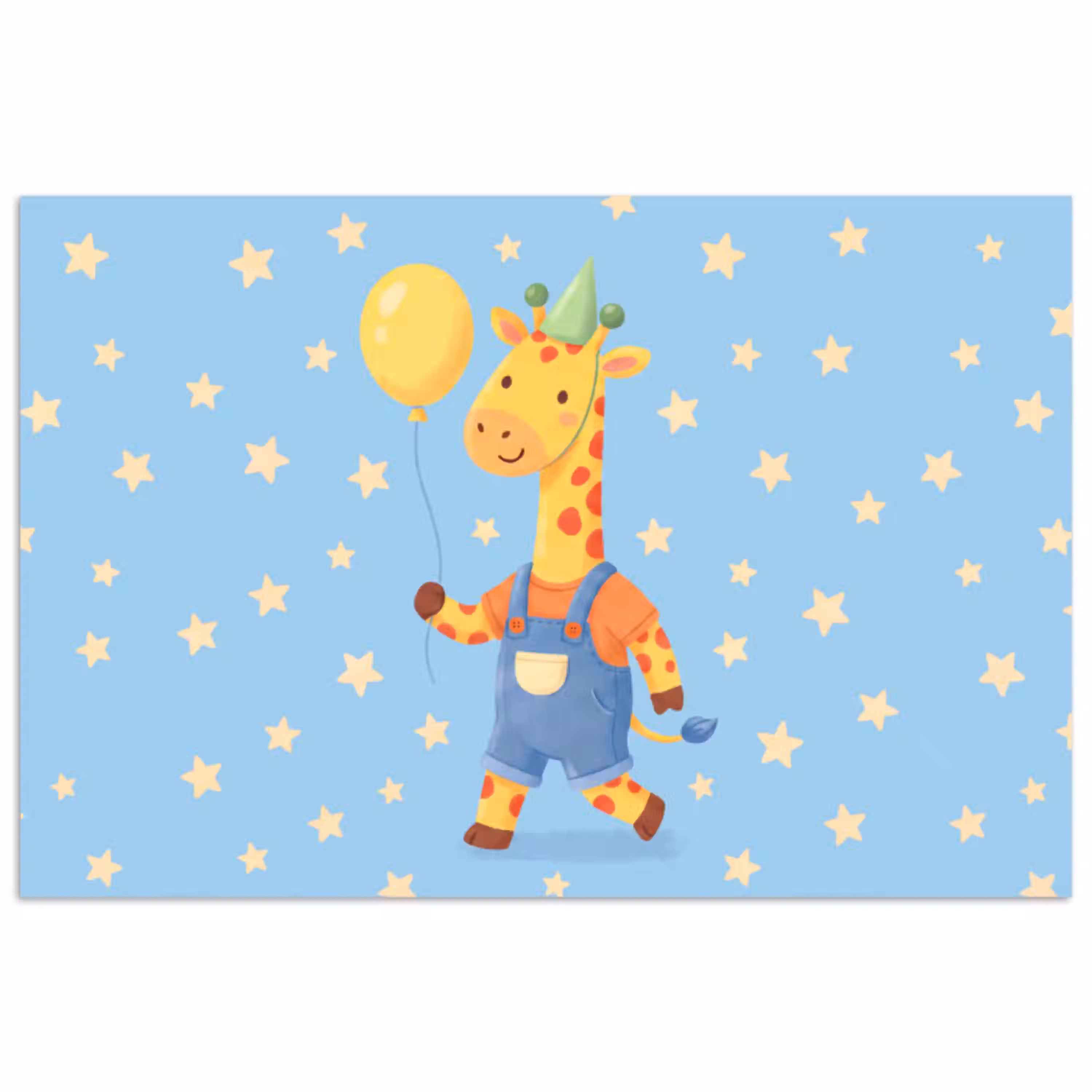 Dieren - Giraffe - Ballon - Feest - Kinderkamer poster papier klein -3d