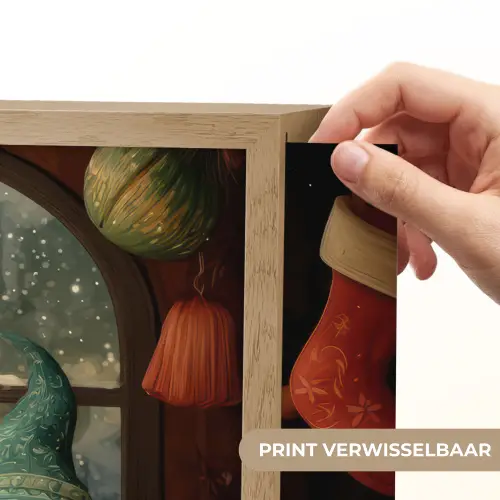 Gnooms - Kerst - Raam - Kleurrijk Light Box met batterij (Wandlamp) middel -USP_websiteprintNL