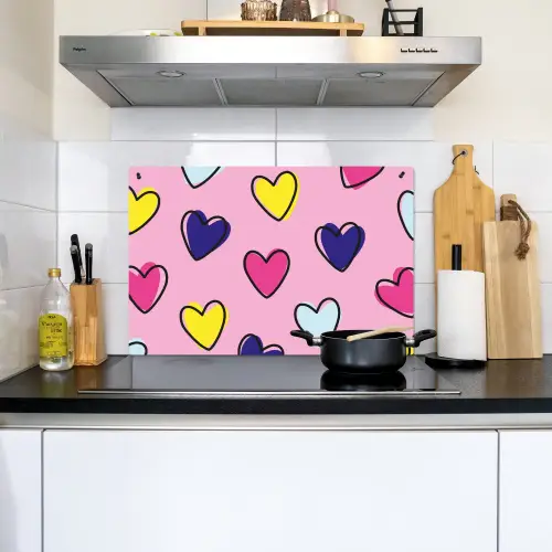 Hartjes - Valentijn - Patroon - Kleurrijk Inductie beschemer met haakjes klein -sfeer2