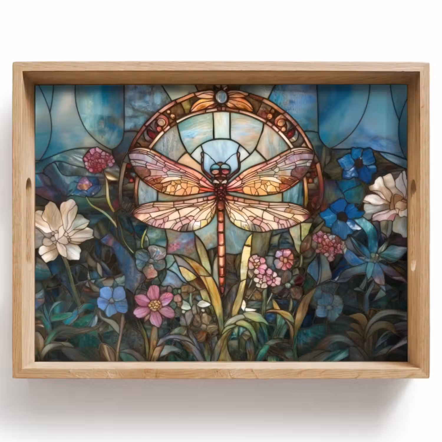 Dienblad - Libelle - Mozaïek - Bloemen - Kleurrijk