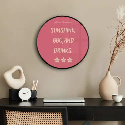 BBQ - Quote - Roze - Zomer Fotolijst rond zonder passe partout klein -sfeer1