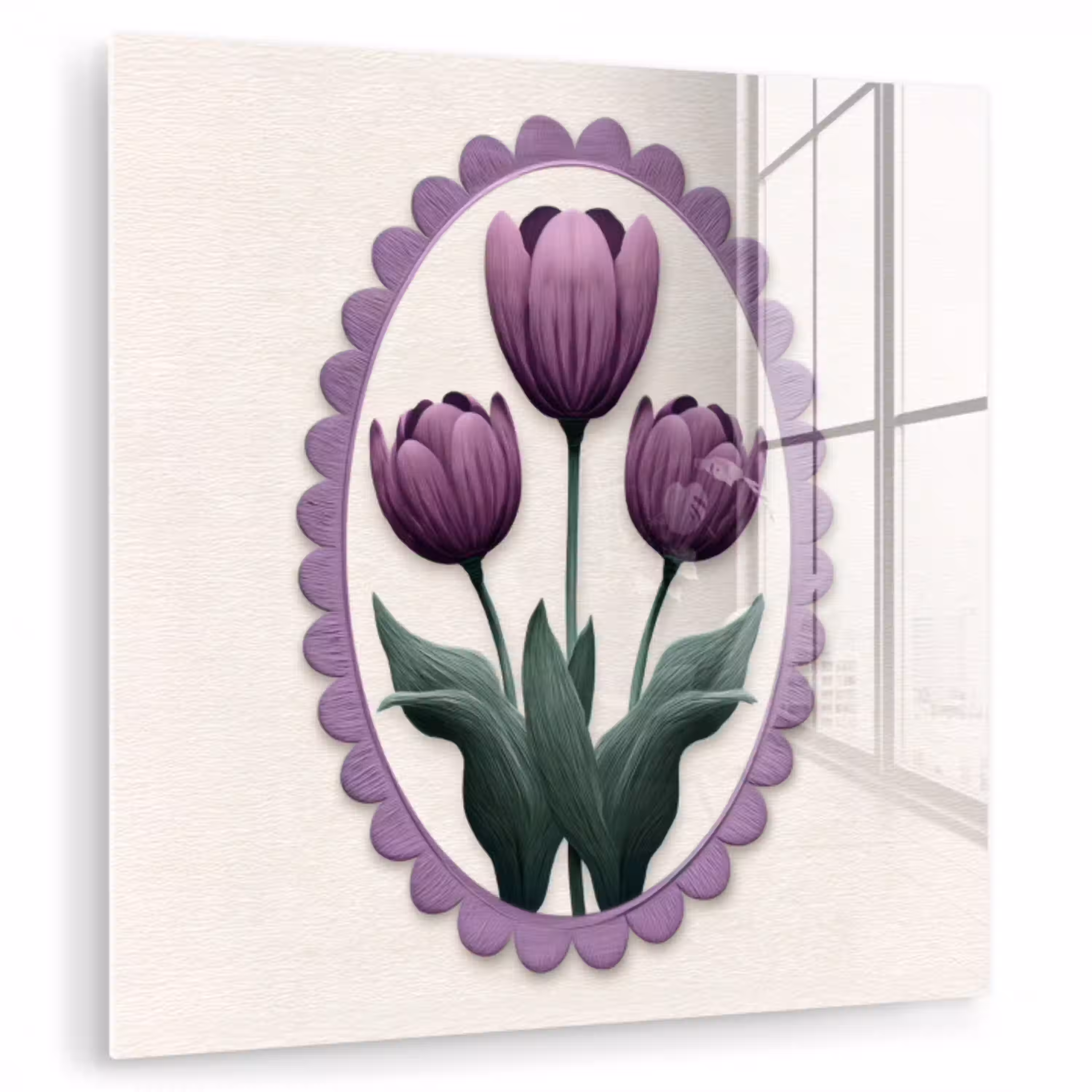 Tulpen - Paars - Lijst - Bladeren plexiglas 5mm klein -zzzproduct_nieuw