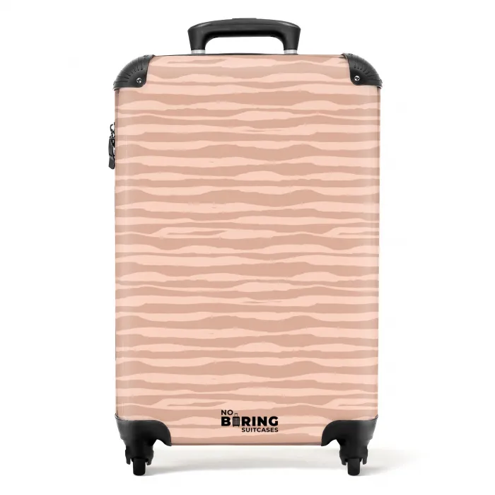 Horizontale strepen op beige achtergrond NBS - Handbagage koffer - Kinderen Unisex middel -productfoto_recht
