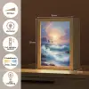 Golven - Zee - Kleurrijk - Rotsen Light Box met kabel (Tafellamp) klein -USP_NL