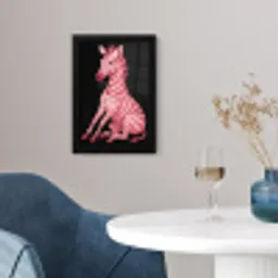 Zebra - Roze - Gestreept fotolijst zwart zonder passe partout klein -sfeer4