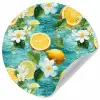 Citroen - Bloemen - Bruisend - Water Wandcirkel behangsticker klein 186 -3d