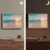 Zonsondergang - Strand - Zee - Zomer - Blauw Light Box met batterij (Wandlamp) middel -sfeer3