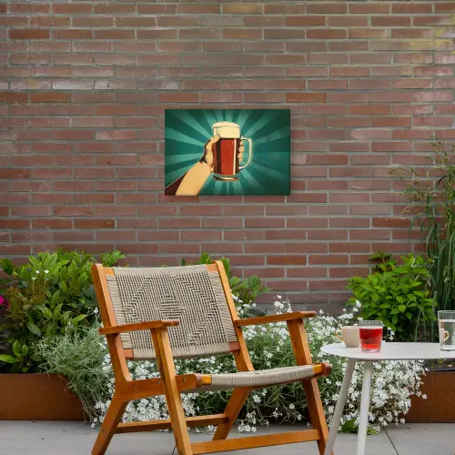 Bierglas - Schuim - Retro - Groen Tuinposter op houten frame 2 cm dik klein -sfeer3