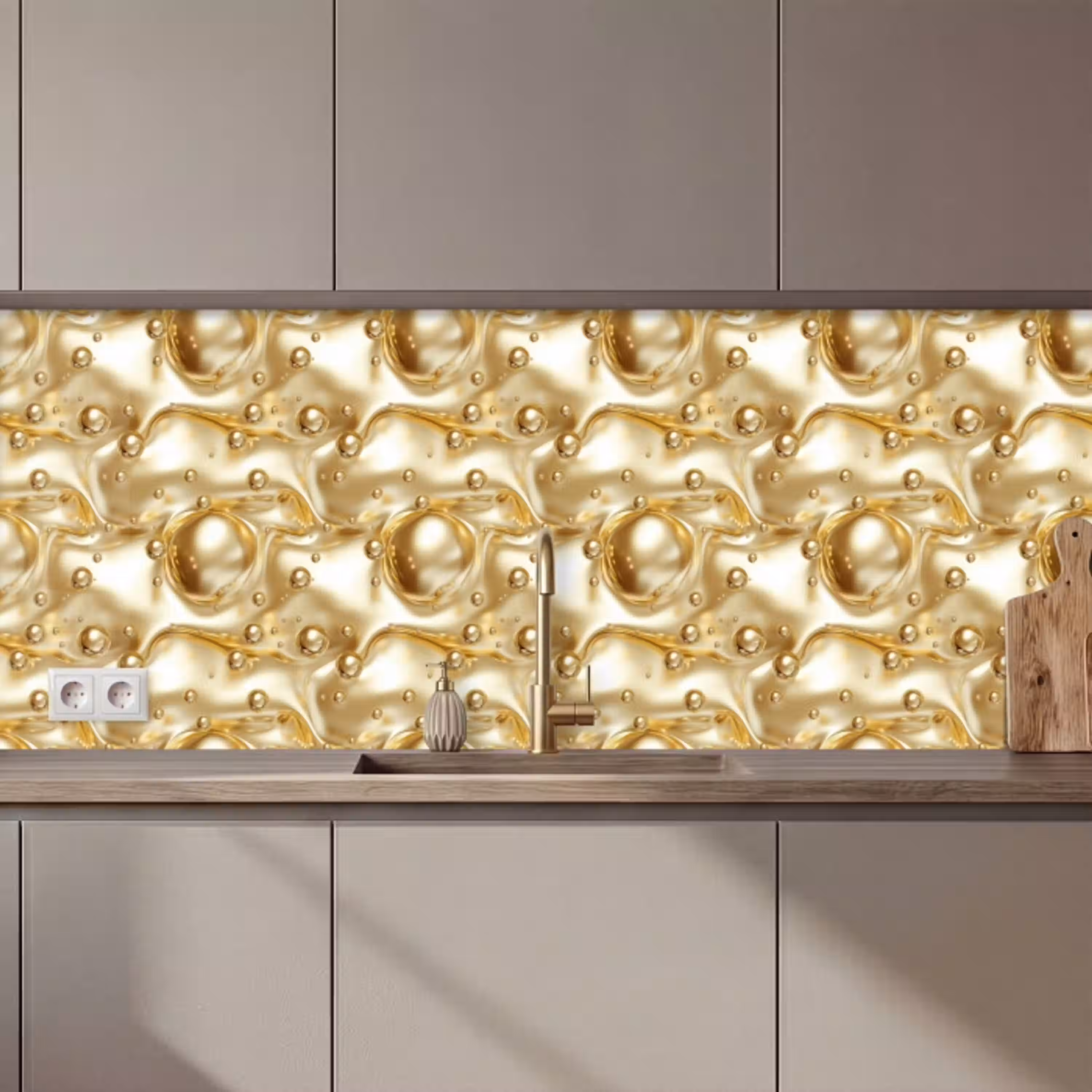 Vloeibaar - Druppels - Goud keuken achterwand 2 middel 871 zz_3dshopping