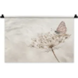 Vlinder - Bloem -Natuur - Beige Wandkleed katoen klein -zz3d
