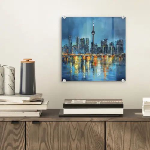 Skyline Toronto - Water - Stadslichten - Toren plexiglas 5mm klein -sfeer1