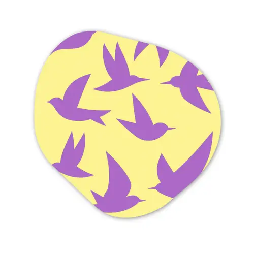 Vogels - Cirkel - Geel - Beweging Wandcirkel Organisch Forex 3mm klein -3d