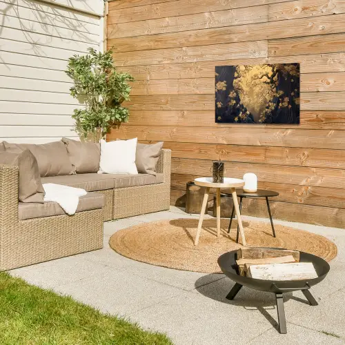 Bloemen - Takken - Goud - Sierlijk Tuinposter op houten frame 2 cm dik klein -sfeer2