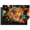 Explosie - Verfstructuur - Goud - Abstract Inductie beschermer vinyl 3mm klein -3d