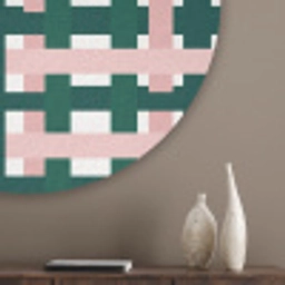 Vlechtpatroon - Groen - Roze - Grafisch Akoestische PET Vilt - Rond klein 838 -sfeer5_closeup