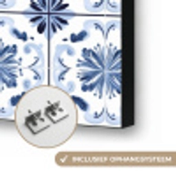 Patroon - Tegel - Blauw Textielframe zwart klein 947 -USP_ophangsysteemNL