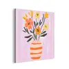 Vaas - Gestreept - Bloemen - Oranje aluminium wit klein -3d