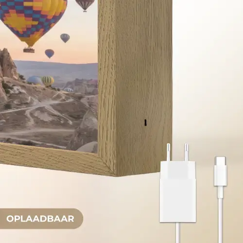 Luchtballonnen - Rotsen - Zonsopgang Light Box met batterij (Wandlamp) middel -USP_websiteoplaadbaarNL