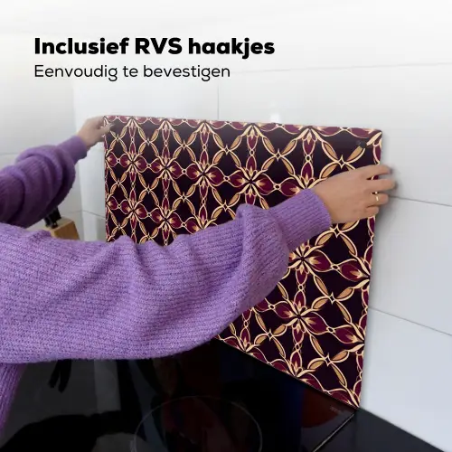 Symmetrisch - Tegel - Burgundy Inductie beschemer met haakjes klein 777 -ky-ophangen-nl