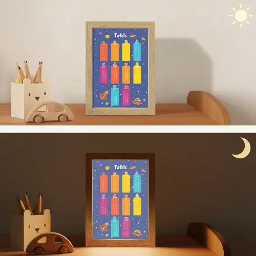 Tafels van vermenigvuldiging - Leren rekenen voor kinderen - Getallen oefenen - Ruimte Light Box met kabel klein -sfeer3_kind