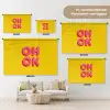 Oh ok - 3D - Geel - Roze Wandkleed katoen klein -tsfeer8_DE