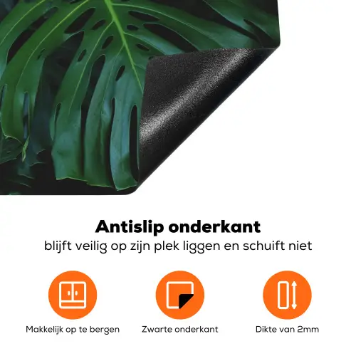 Monstera -  Inductie beschermer - Bladeren - Tropical - Afdekplaat voor kookplaat Inductie beschermer vinyl 3mm groot -zzzzzzz-td-onderkant