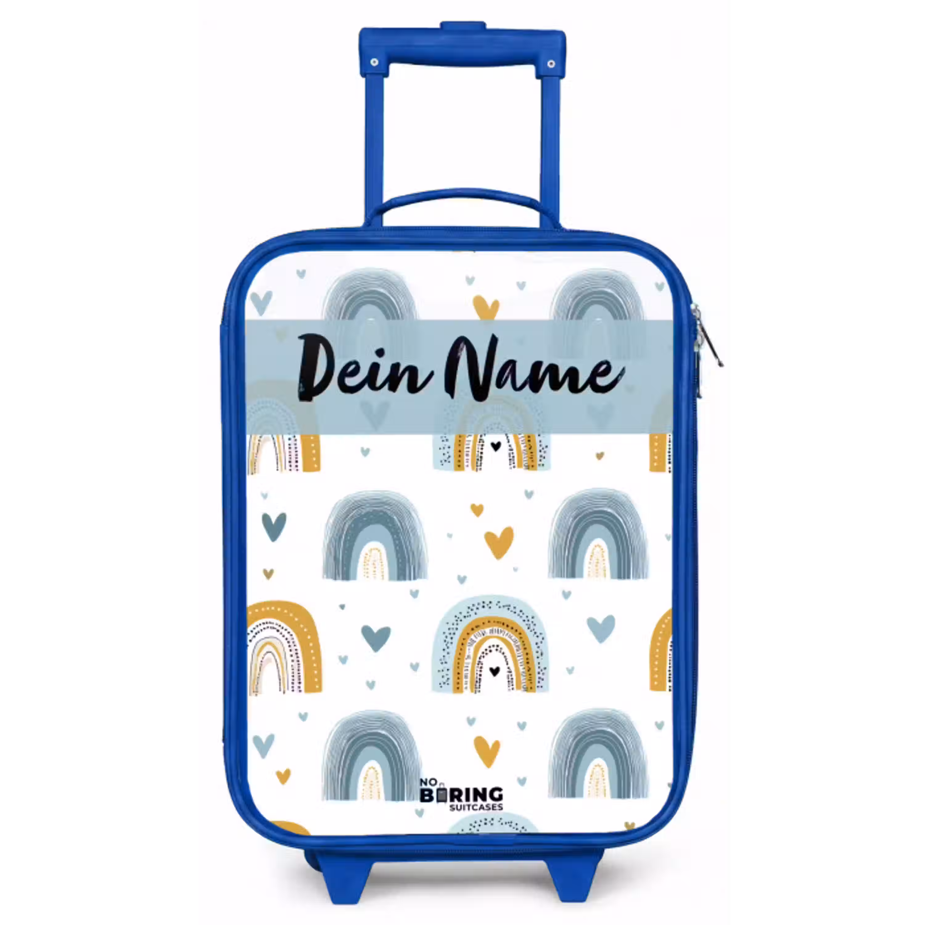 Patroon - Regenboog - Hartjes Kinderkoffer - Blauw klein -zz3dotto