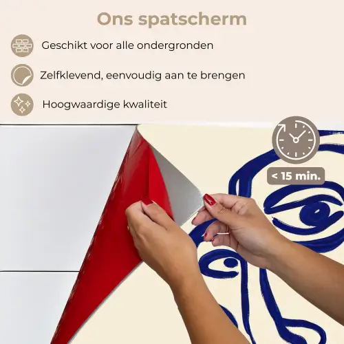 Lijntekening - Overlappende gezichten - Donkerblauw keuken achterwand spatscherm klein -spatscherm_NL