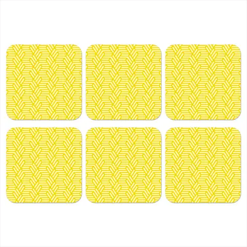 Geel - Patroon - Geometrisch onderzetter kurk middel 366 -3d