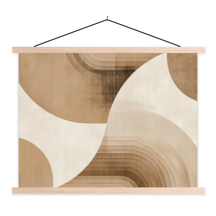 Retro - Geometrische lagen - Aardetinten textielposter latten blank klein -3d