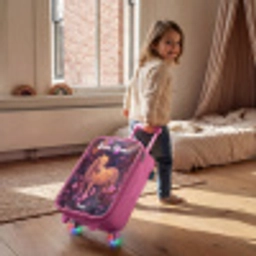 Paard - Bloemen - Paars - Vlinder Kinderkoffer - Roze klein -sfeer1