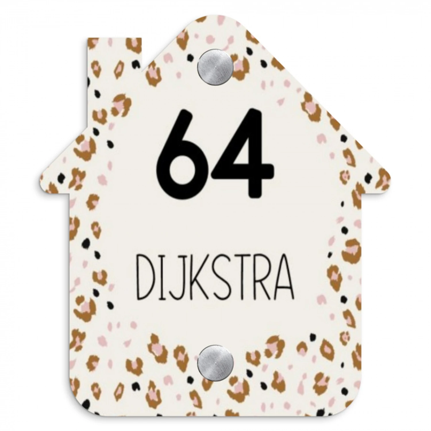 Panterprint rand - Modern Naambord Huisje klein -3d