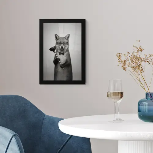 Vos - WC-ontstopper - Zwart - Wit fotolijst zwart zonder passe partout klein -sfeer4