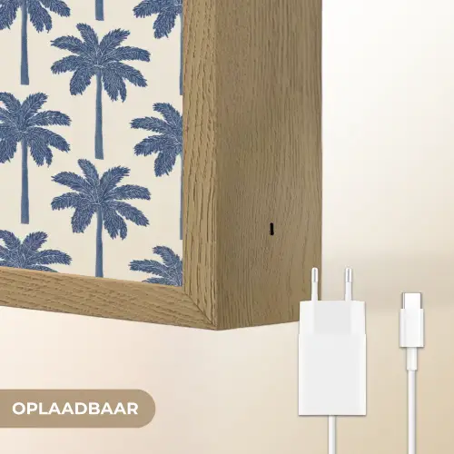 Symmetrisch - Palm - Blauw Light Box met batterij (Wandlamp) middel 907 -USP_websiteoplaadbaarNL
