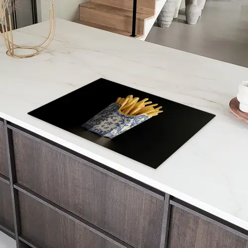 Friet - Porselein - Delfts blauw - Eten Inductie beschermer vinyl 3mm klein -sfeer8