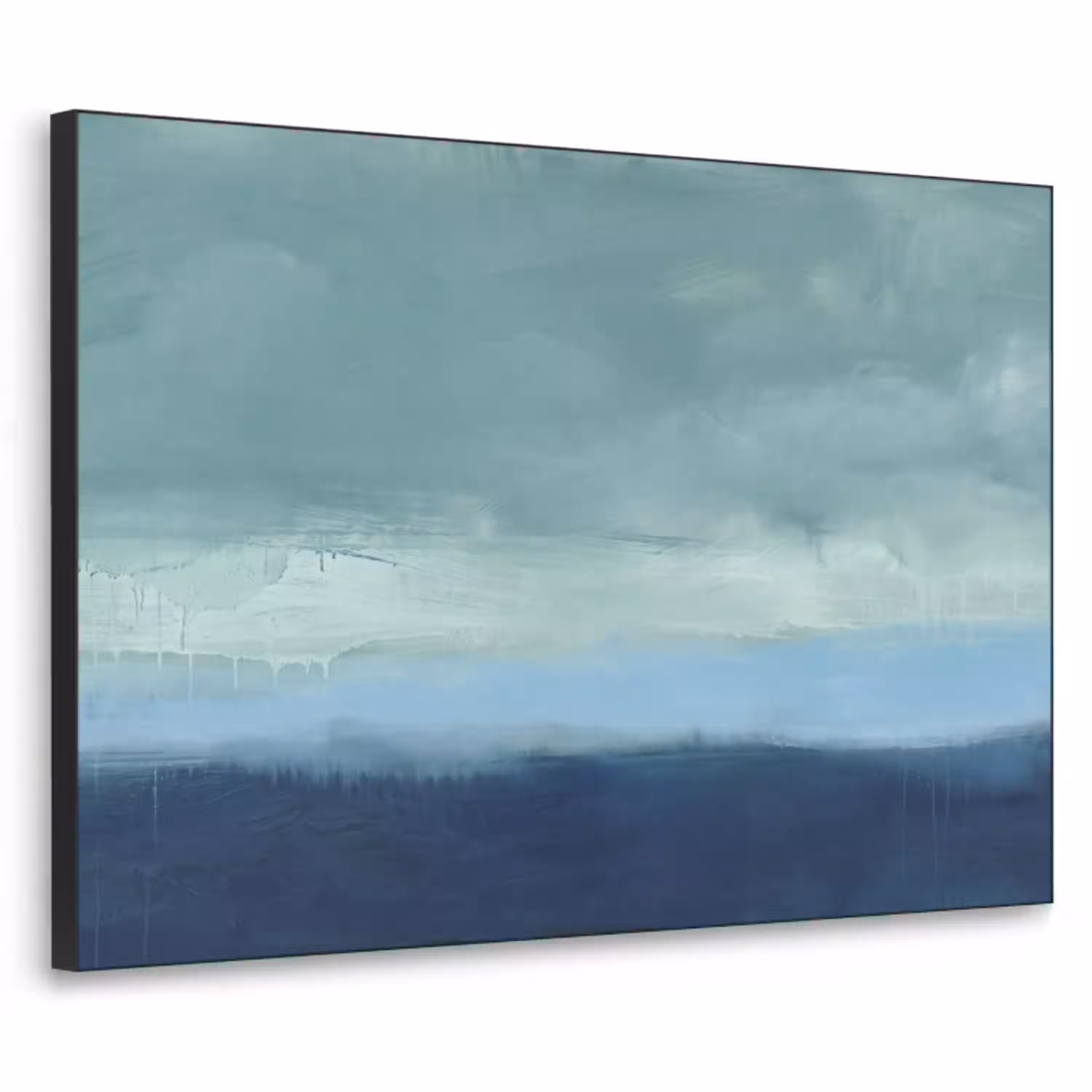 Abstract - Lagen - Rust - Modern - Blauw Textielframe zwart klein -3d