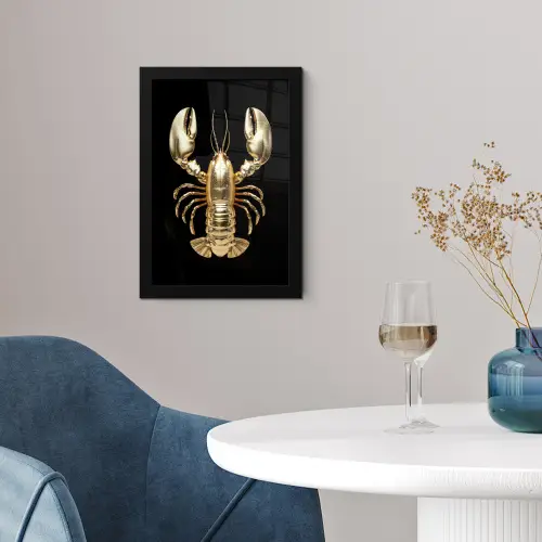 Kreeft - Goud - Textuur - Zwart fotolijst zwart zonder passe partout klein -sfeer4