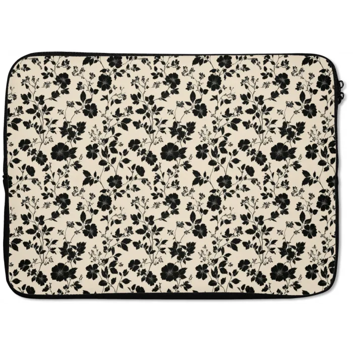 Bloemen - Dessin - Zwart laptophoes neopreen klein 279 -zkaufland3dotto