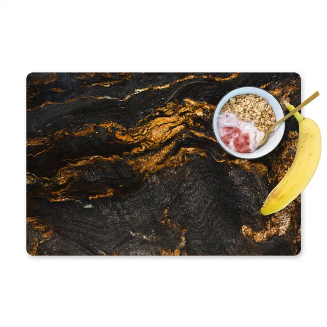Placemat - 6 pieces - Marble - Lime - Black - Gold - Marble look - Luxury