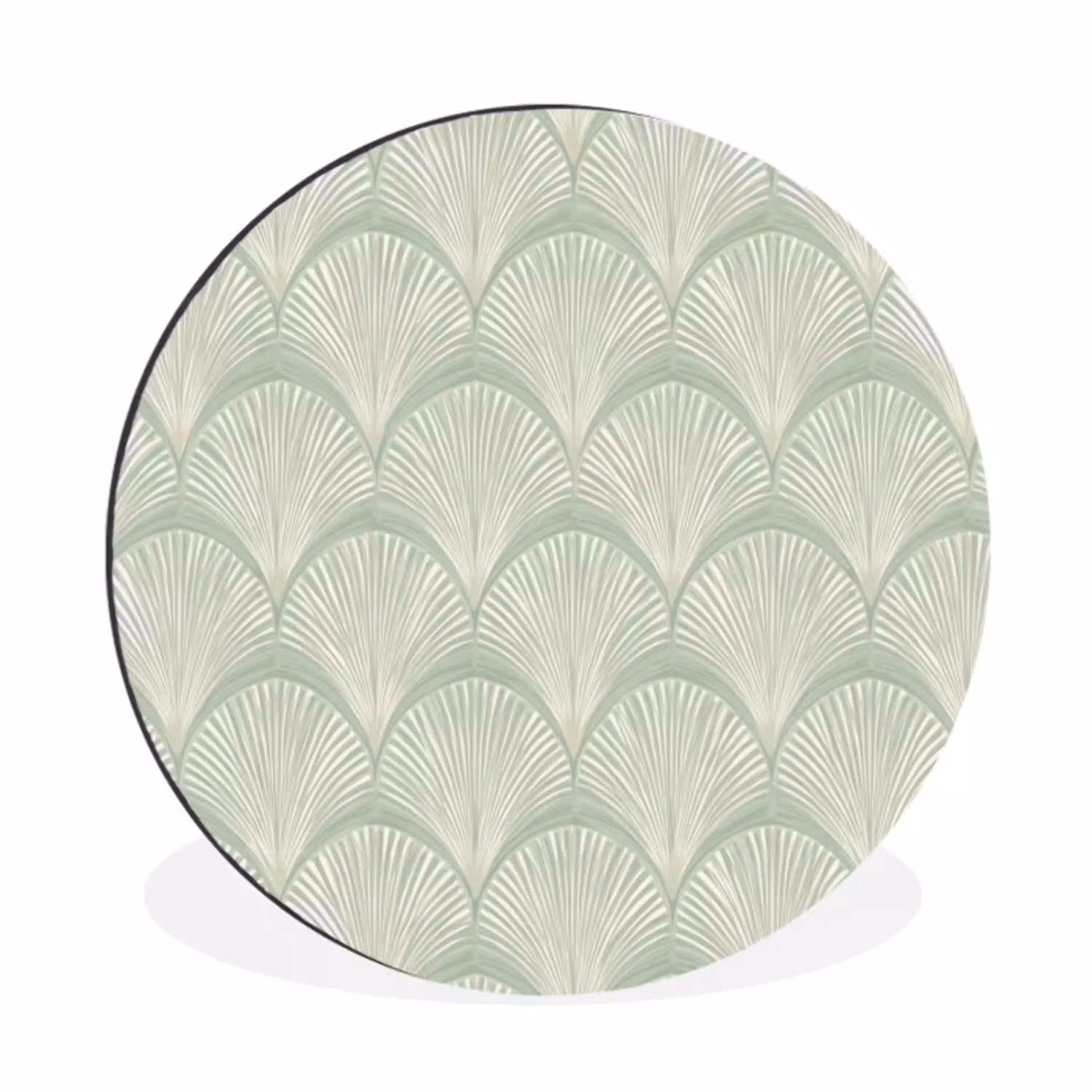 Waaiers - Patroon - Groen Wandcirkel aluminium klein 190 -3d