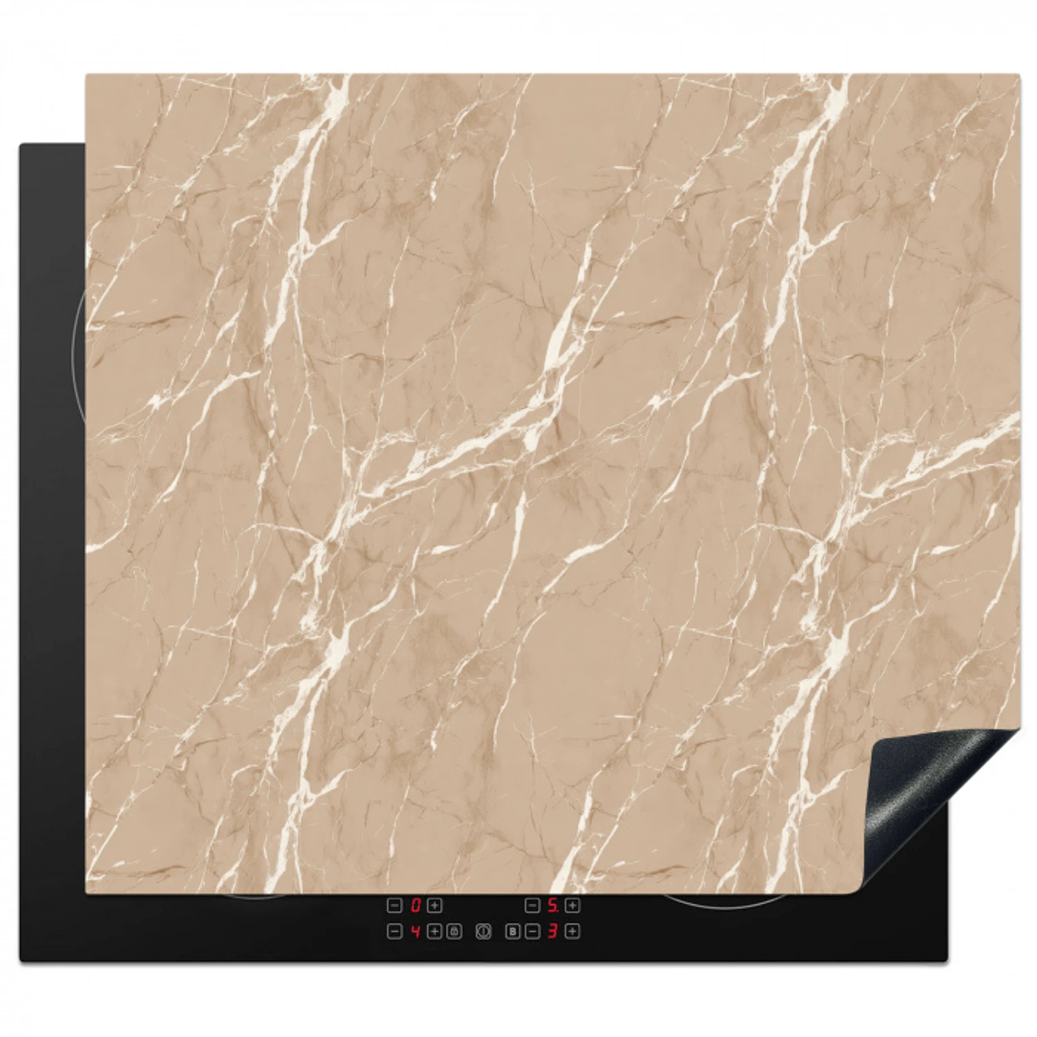 Beige - Marmer - Organisch - Wit Inductie beschermer vinyl 3mm middel 274 -3d