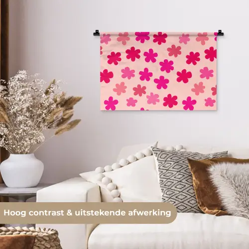 Bloemen - Patroon - Roze Wandkleed katoen klein -sfeer1