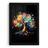 Boom - Kleurrijk - Bloemen - Zwart fotolijst zwart zonder passe partout klein -3d